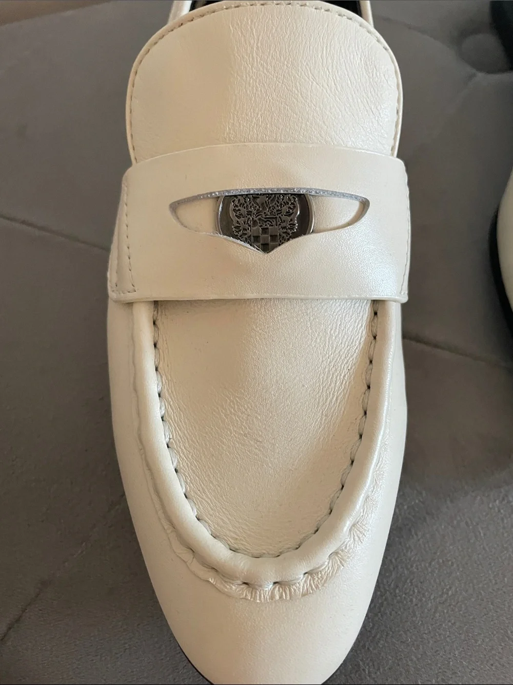 Vince Camuto Ivory Cream Leather Penny Loafers